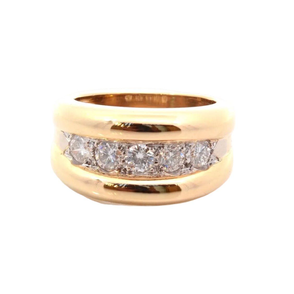Bague Jonc en or jaune et diamants - Castafiore