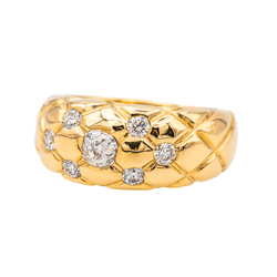 Bague Jonc en or jaune et diamants - Castafiore