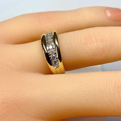 Bague Jonc en or jaune et diamants - Castafiore