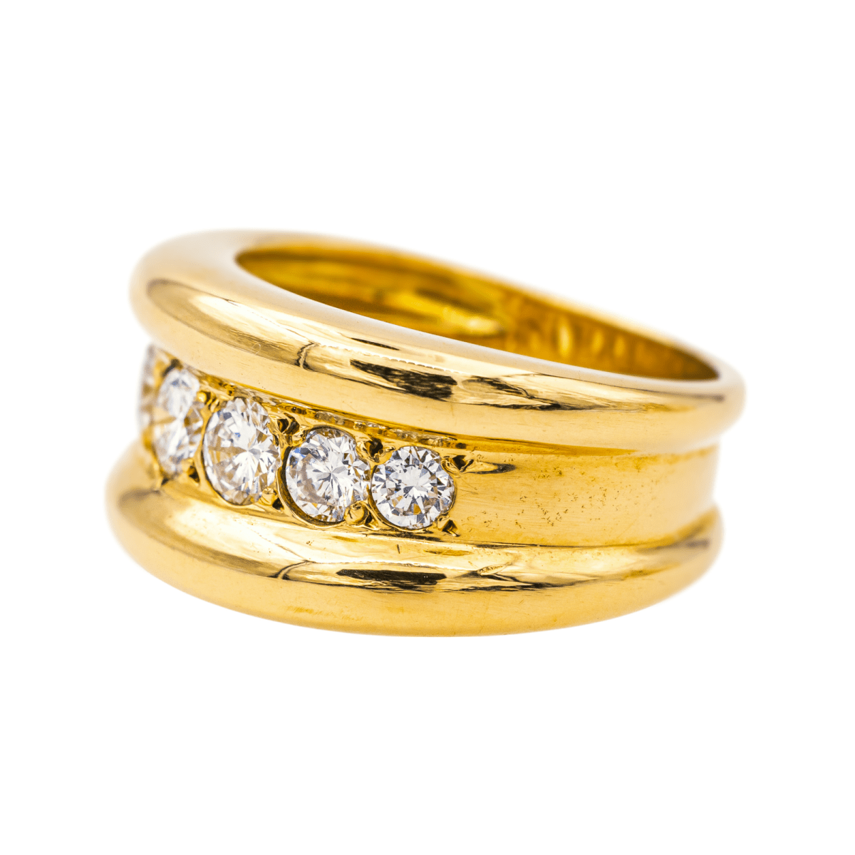 Bague Jonc en or jaune et diamants - Castafiore