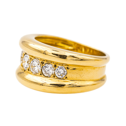 Bague Jonc en or jaune et diamants - Castafiore