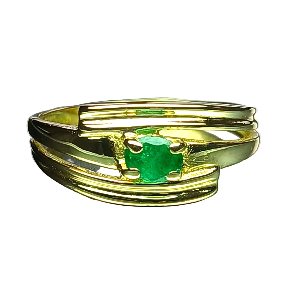 Bague Jonc en or jaune et émeraude - Castafiore