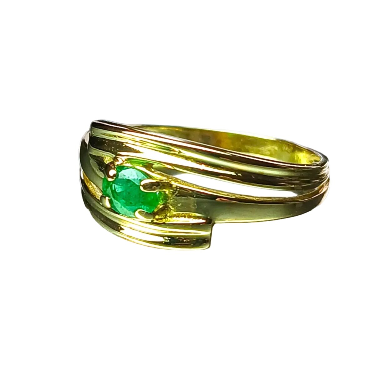 Bague Jonc en or jaune et émeraude - Castafiore