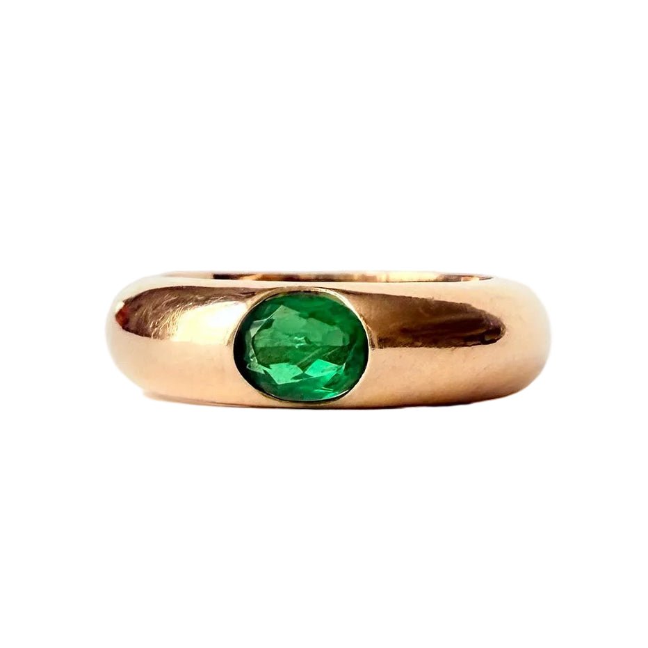 Bague Jonc en or jaune et émeraude - Castafiore