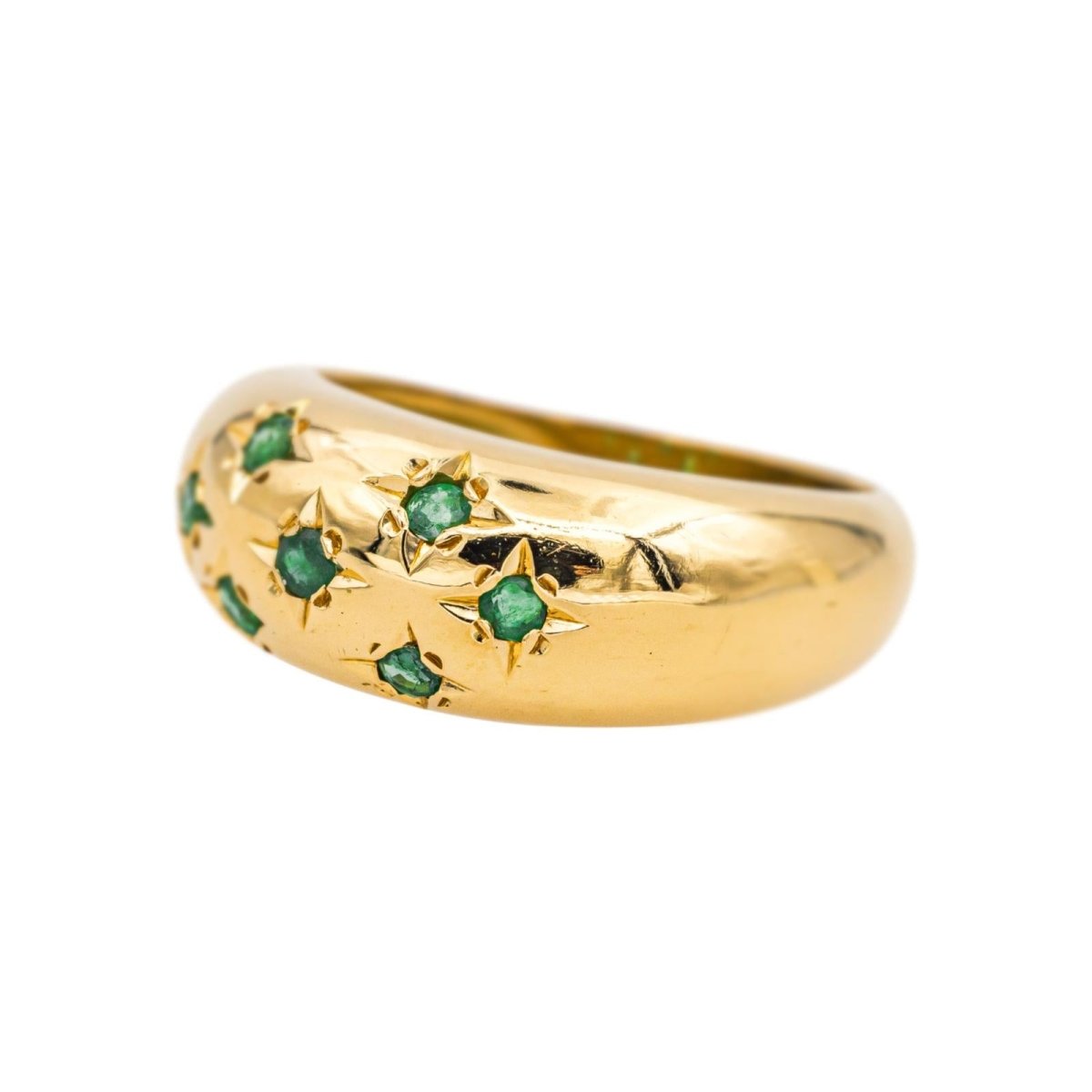 Bague Jonc en or jaune et émeraudes - Castafiore