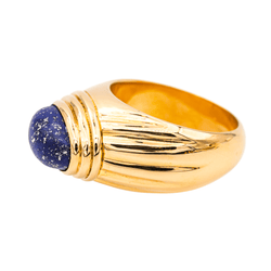 Bague Jonc en or jaune et lapis - lazuli - Castafiore