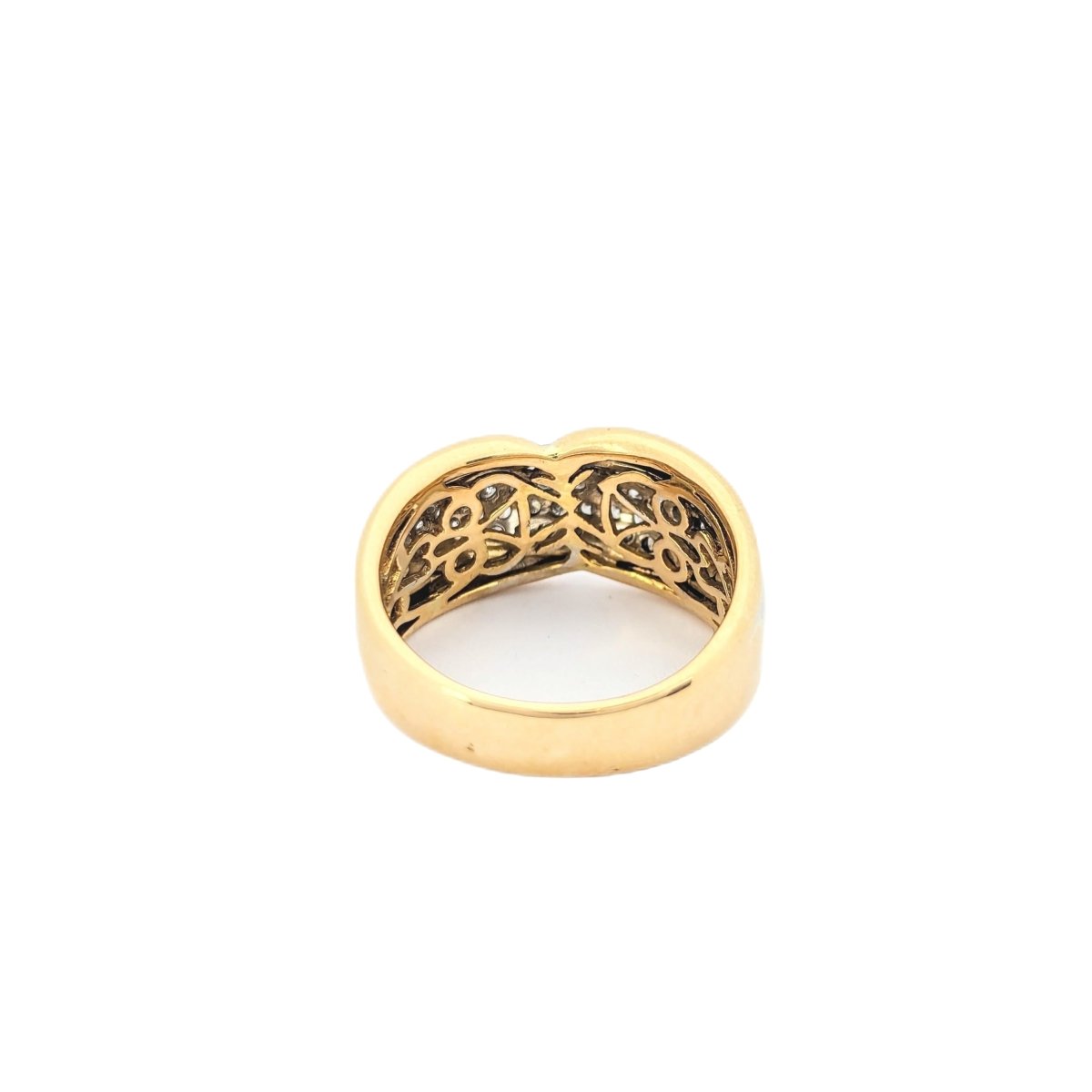 Bague Jonc en or jaune et pavage diamants - Castafiore