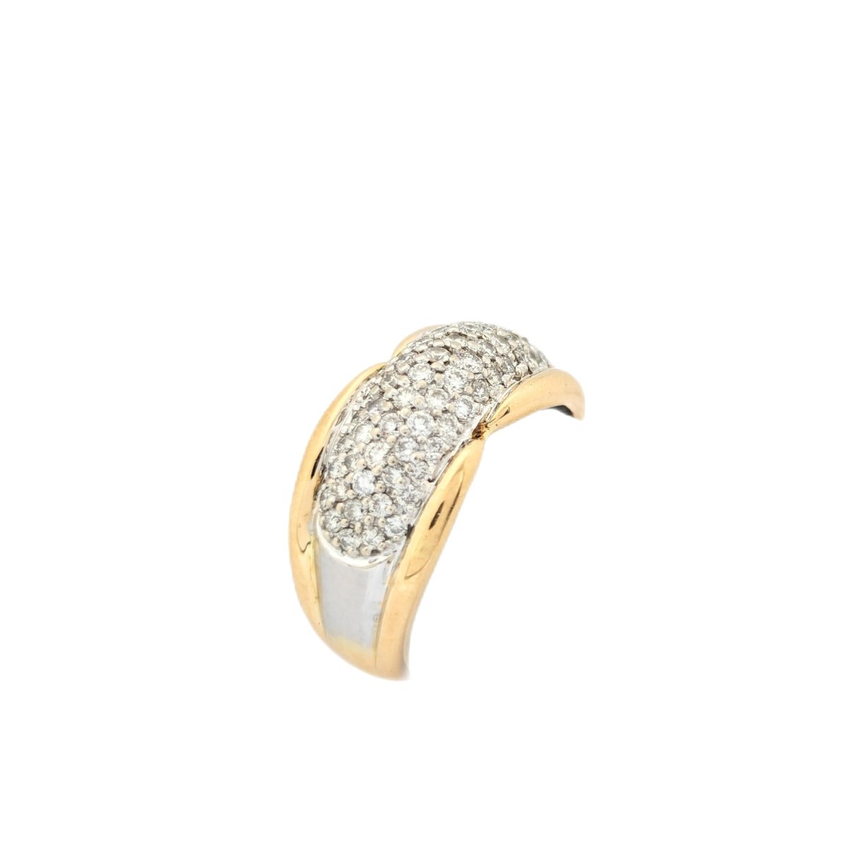 Bague Jonc en or jaune et pavage diamants - Castafiore