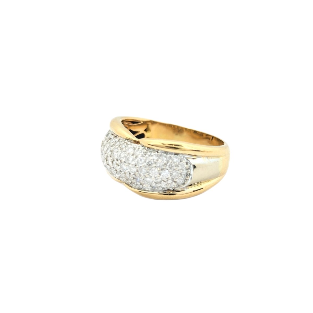 Bague Jonc en or jaune et pavage diamants - Castafiore