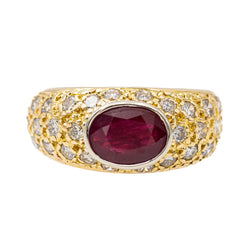 Bague Jonc en Or jaune et Rubis - Castafiore