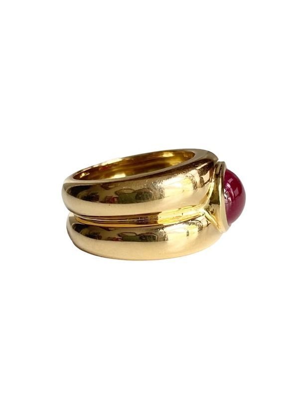 Bague Jonc en or jaune et rubis - Castafiore