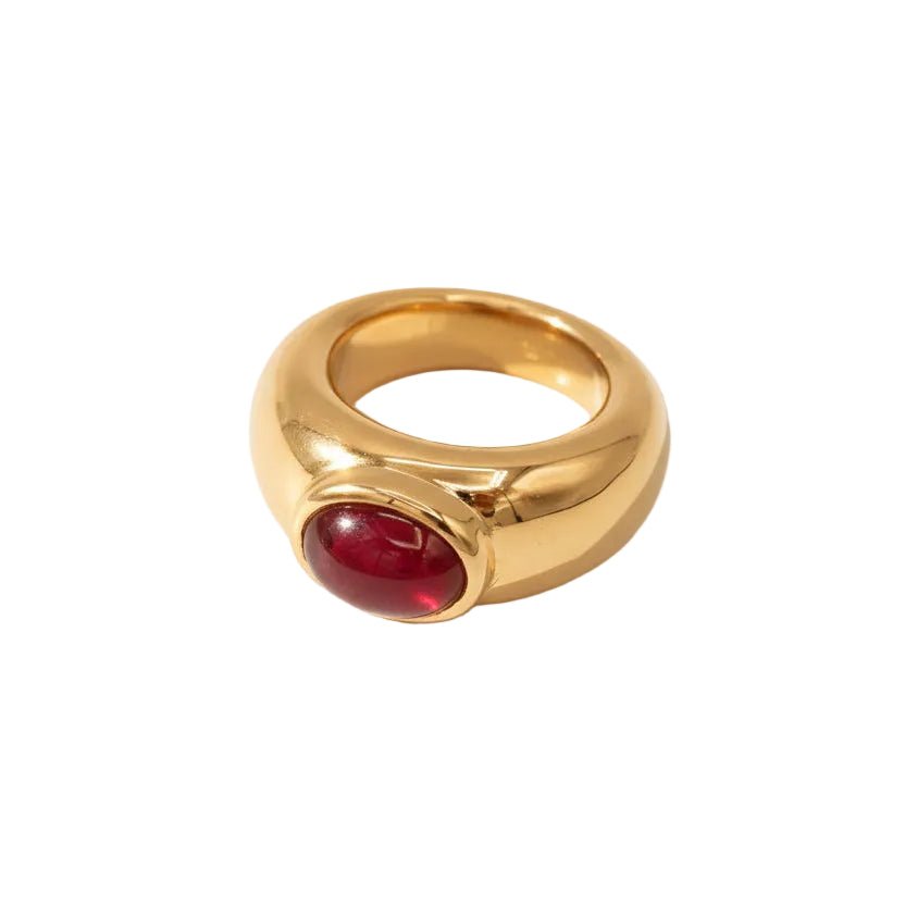 Bague Jonc en or jaune et rubis - Castafiore