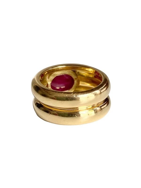 Bague Jonc en or jaune et rubis - Castafiore