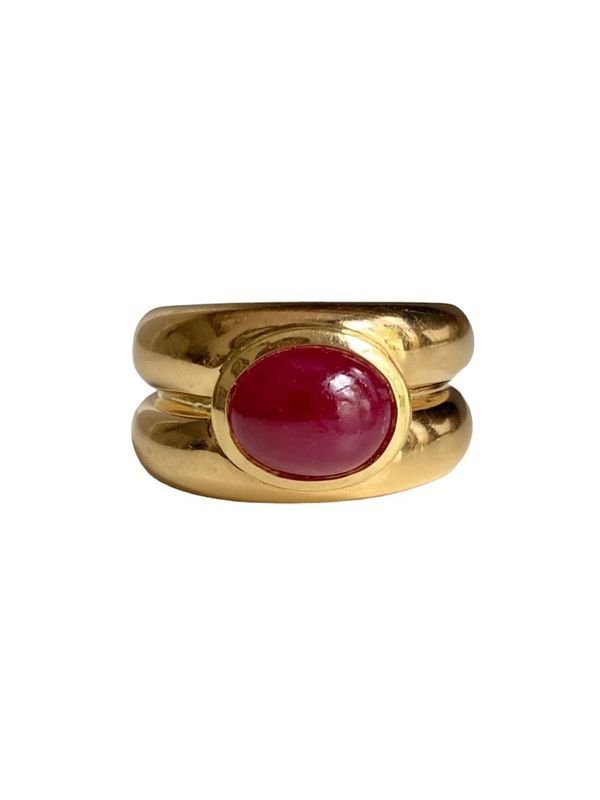 Bague Jonc en or jaune et rubis - Castafiore