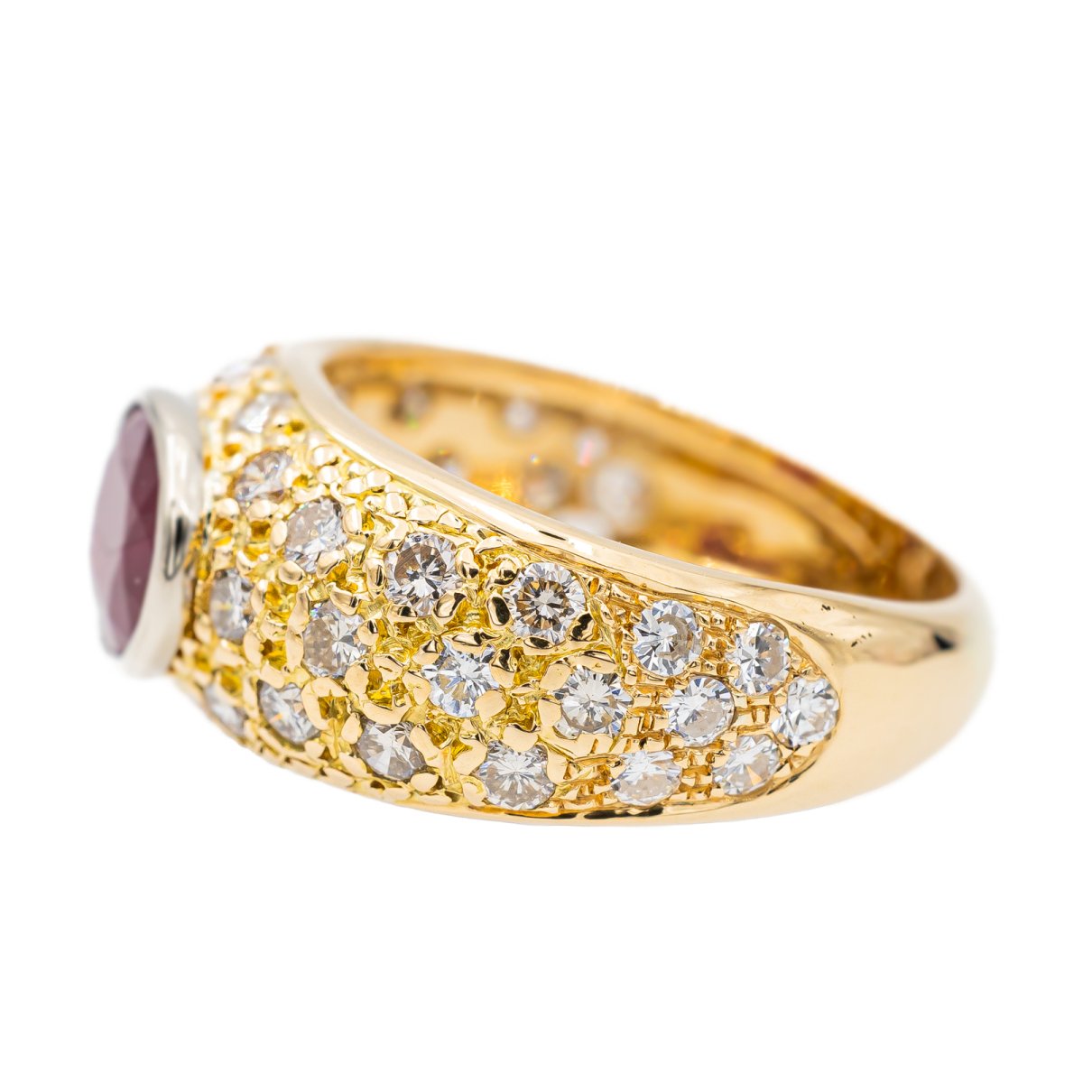 Bague Jonc en Or jaune et Rubis - Castafiore