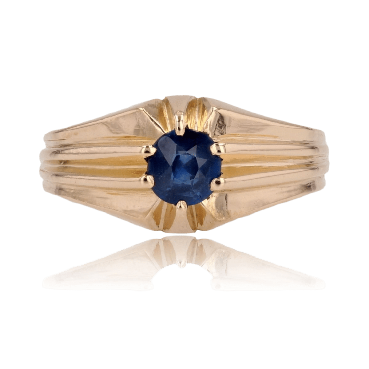 Bague Jonc en or jaune et saphir - Castafiore