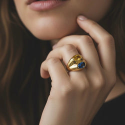 Bague Jonc en or jaune et saphirs - Castafiore