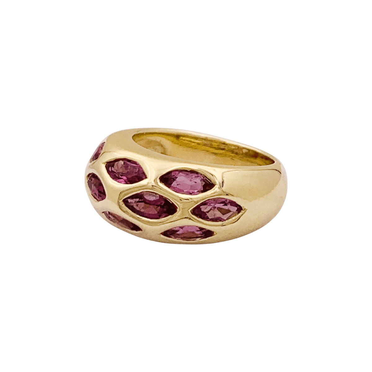 Bague Jonc en or jaune et tourmalines - Castafiore