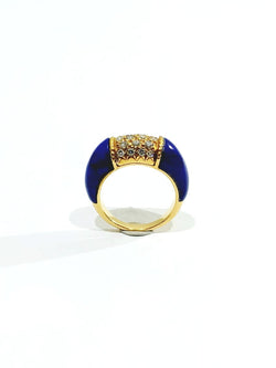 Bague Jonc en or jaune, lapis-lazuli et diamants - Castafiore