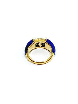 Bague Jonc en or jaune, lapis-lazuli et diamants - Castafiore