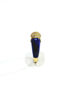 Bague Jonc en or jaune, lapis-lazuli et diamants - Castafiore