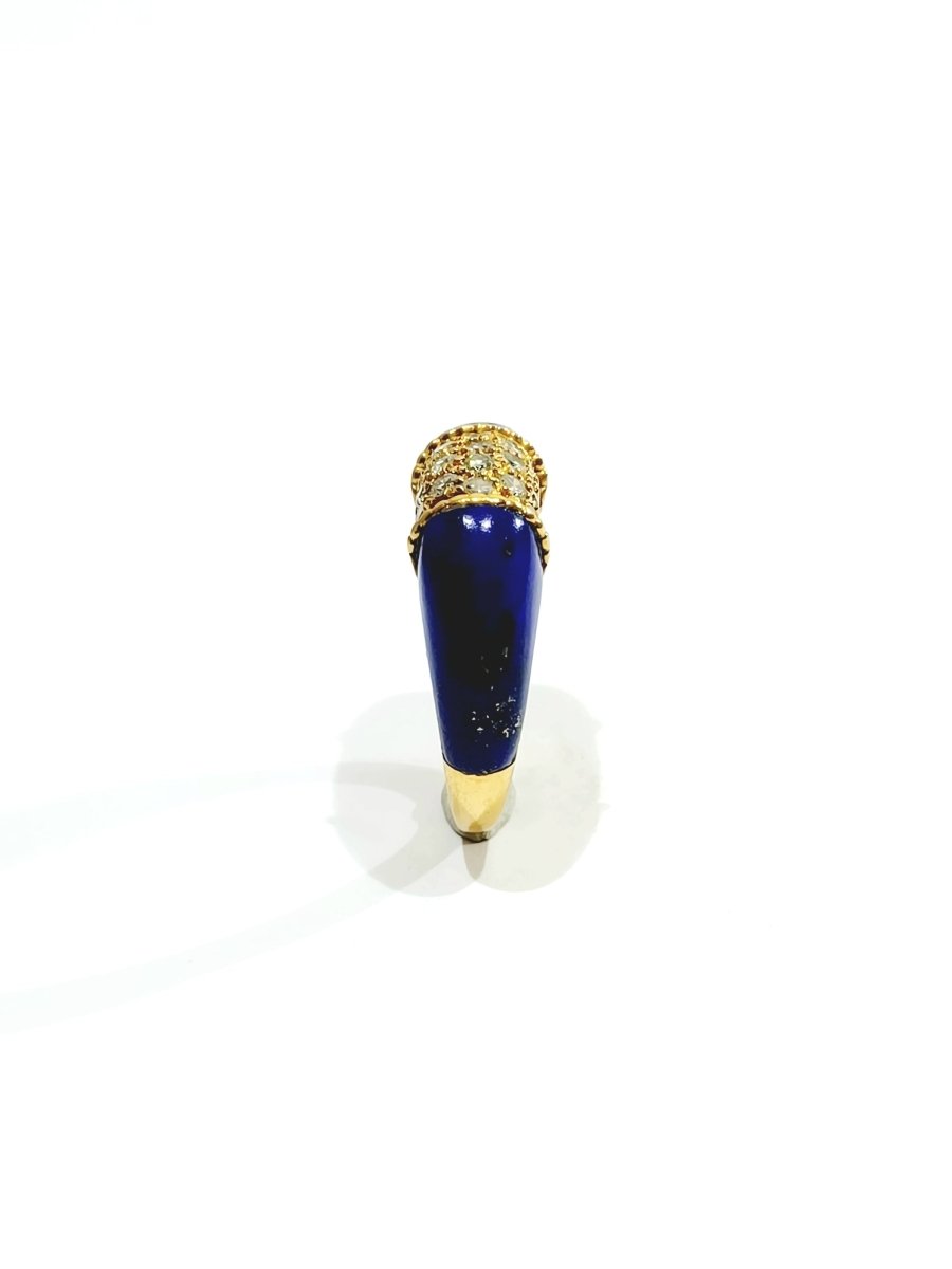 Bague Jonc en or jaune, lapis-lazuli et diamants - Castafiore