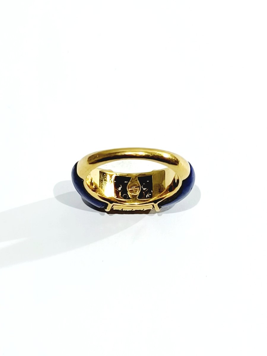 Bague Jonc en or jaune, lapis-lazuli et diamants - Castafiore