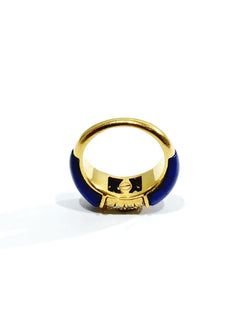 Bague Jonc en or jaune, lapis-lazuli et diamants - Castafiore