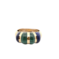 Bague Jonc en or jaune, malachite et lapiz - lazuli - Castafiore