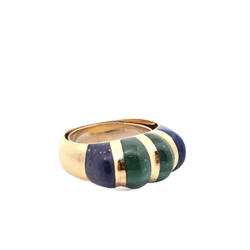 Bague Jonc en or jaune, malachite et lapiz - lazuli - Castafiore