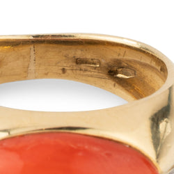 Bague Jonc en or jaune, onyx, corail et diamants - Castafiore