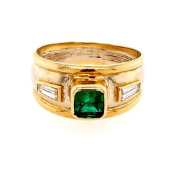 Bague Jonc en or jaune, or blanc, émeraude et diamants - Castafiore