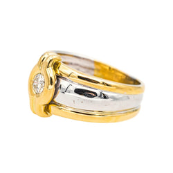 Bague Jonc en or jaune, or blanc et diamant - Castafiore