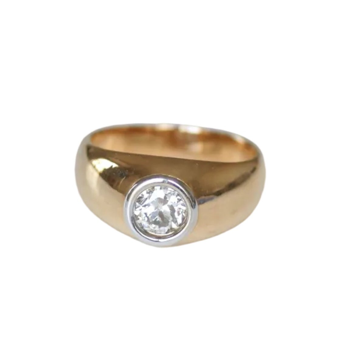 Bague Jonc en or jaune, or blanc et diamant - Castafiore