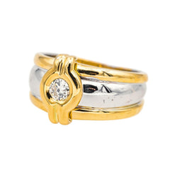 Bague Jonc en or jaune, or blanc et diamant - Castafiore