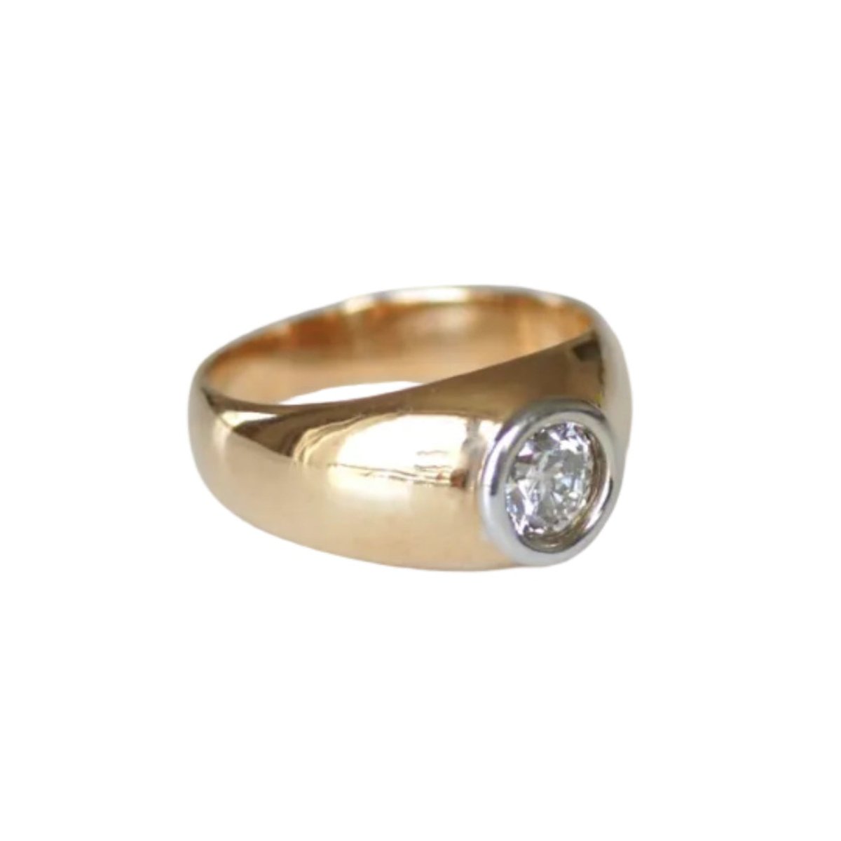 Bague Jonc en or jaune, or blanc et diamant - Castafiore