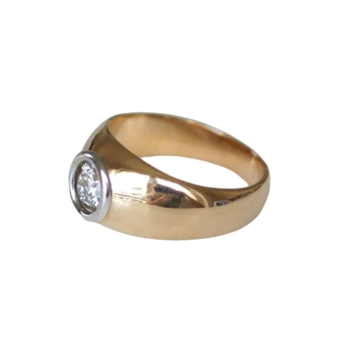 Bague Jonc en or jaune, or blanc et diamant - Castafiore