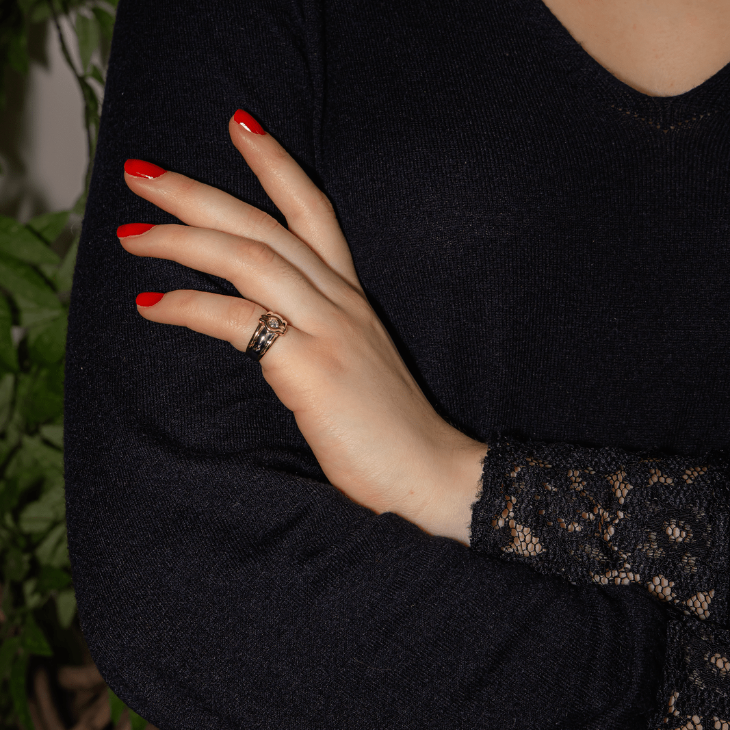 Bague Jonc en or jaune, or blanc et diamant - Castafiore