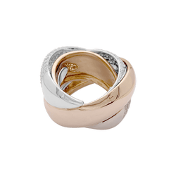 Bague Jonc en or jaune, or blanc et diamants - Castafiore