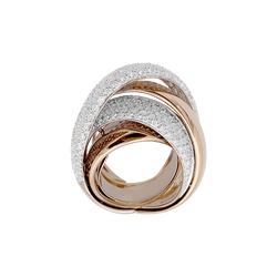 Bague Jonc en or jaune, or blanc et diamants - Castafiore