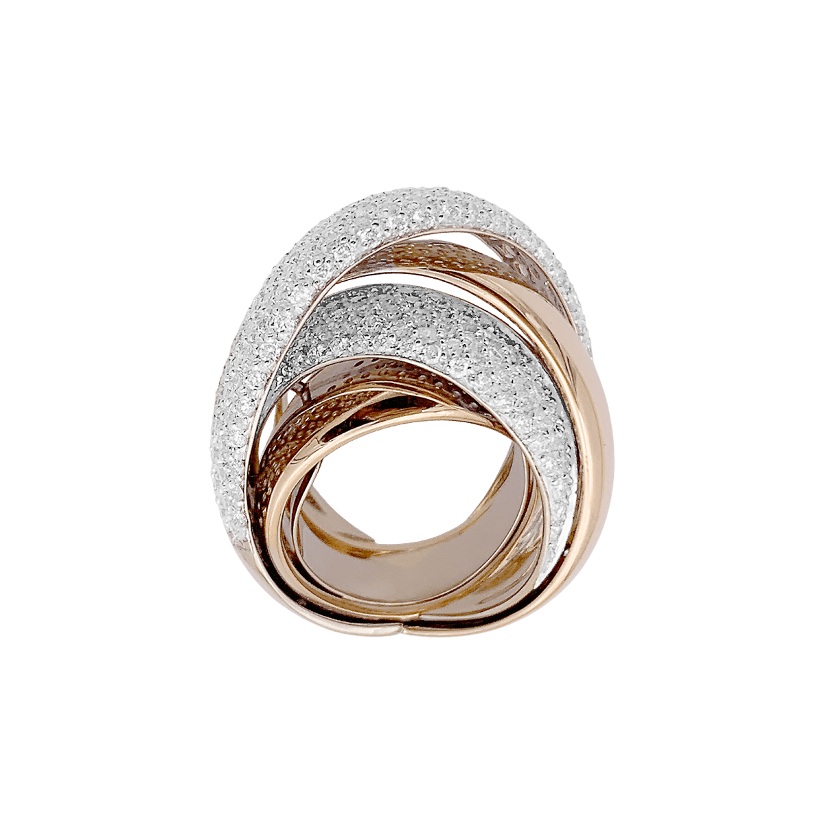 Bague Jonc en or jaune, or blanc et diamants - Castafiore