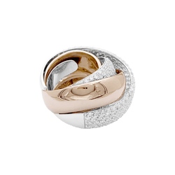 Bague Jonc en or jaune, or blanc et diamants - Castafiore