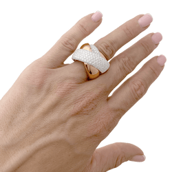 Bague Jonc en or jaune, or blanc et diamants - Castafiore