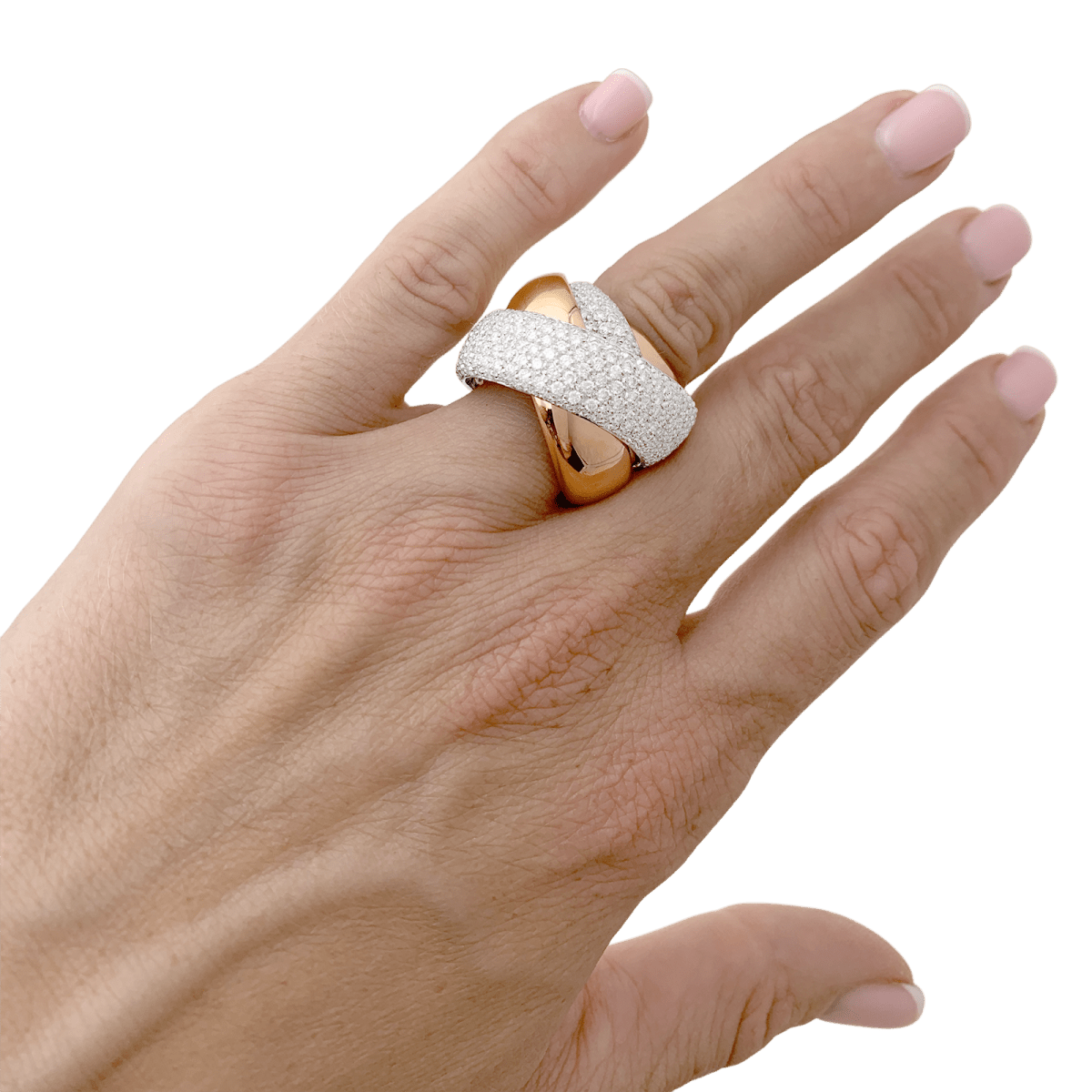 Bague Jonc en or jaune, or blanc et diamants - Castafiore