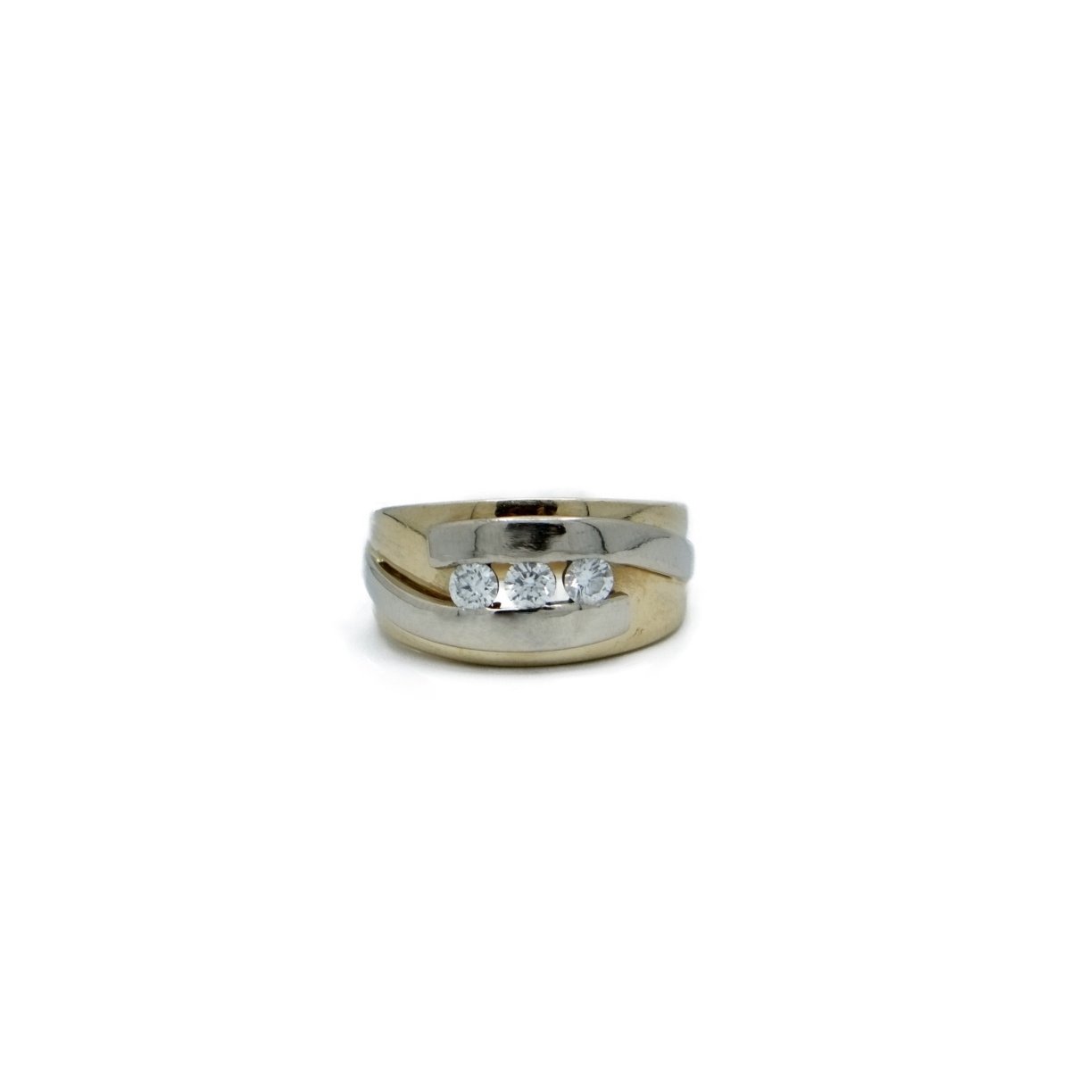 Bague Jonc en or jaune, or blanc et diamants - Castafiore