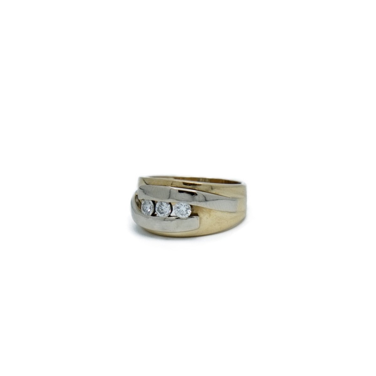 Bague Jonc en or jaune, or blanc et diamants - Castafiore