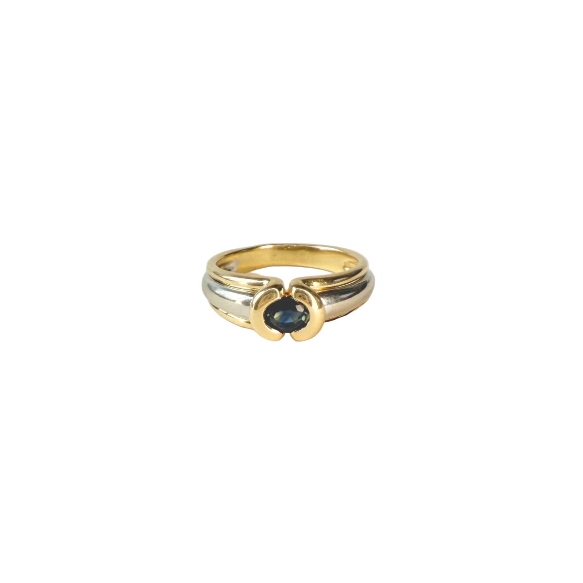 Bague Jonc en or jaune, or blanc, et saphir - Castafiore