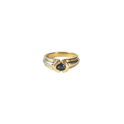 Bague Jonc en or jaune, or blanc, et saphir - Castafiore