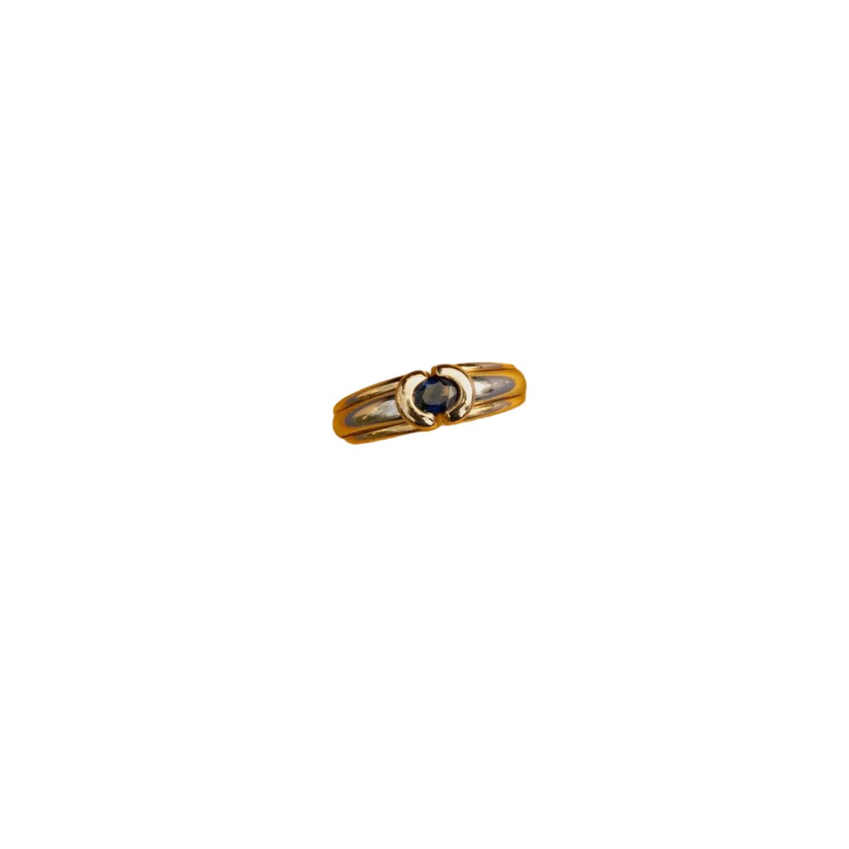 Bague Jonc en or jaune, or blanc, et saphir - Castafiore