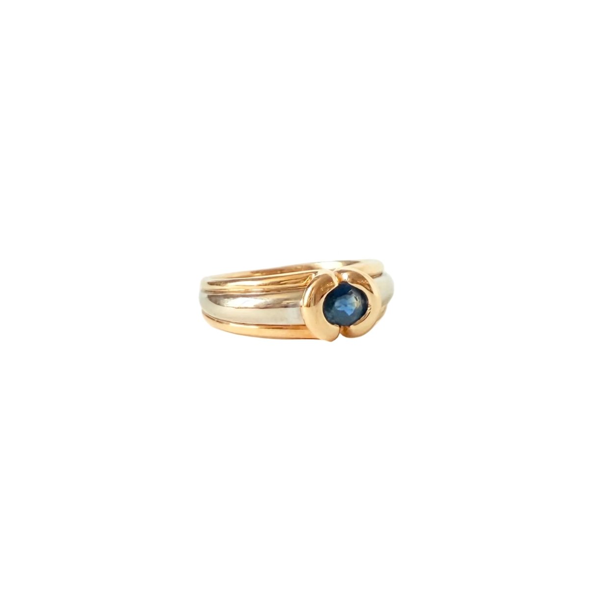 Bague Jonc en or jaune, or blanc, et saphir - Castafiore